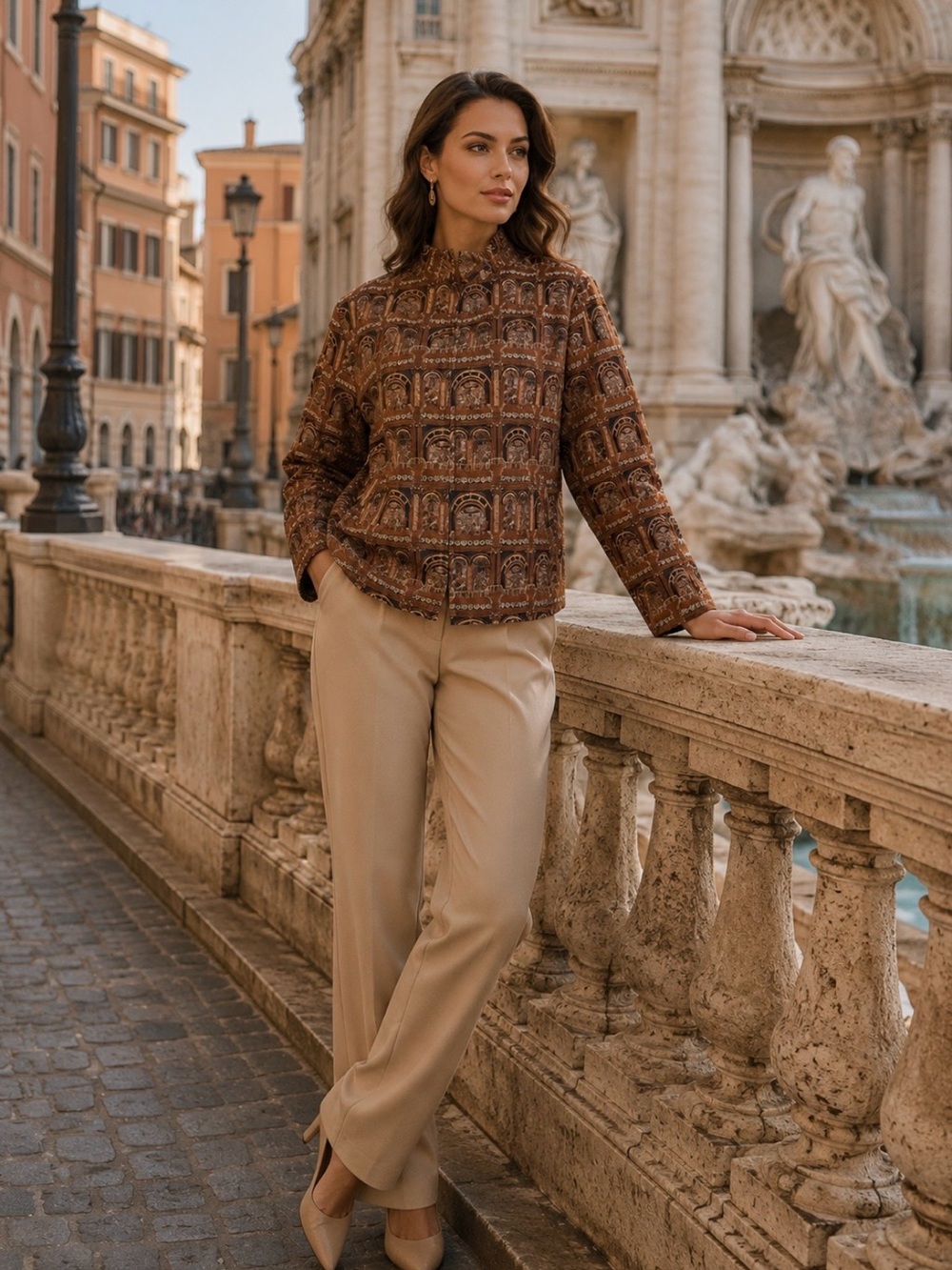 CHICO’S Egyptian design dress jacket with metallic threads